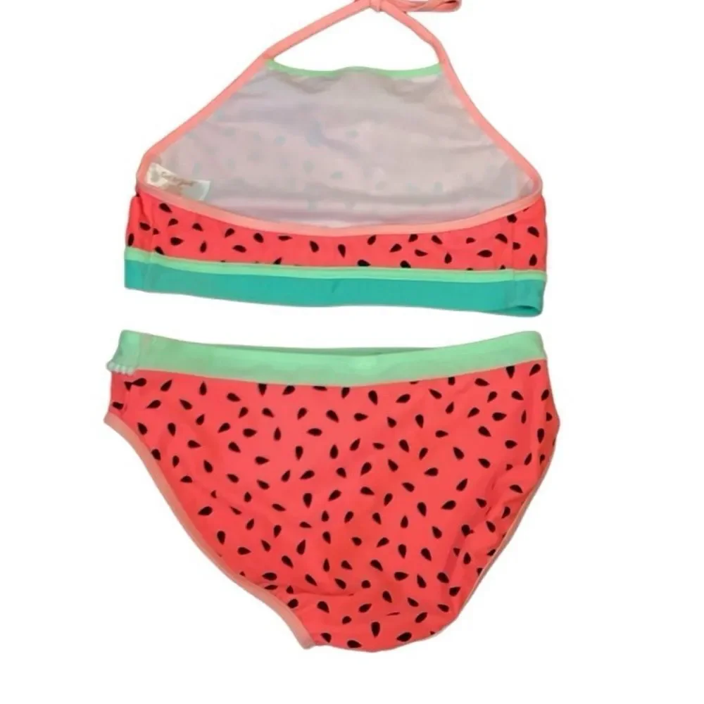 Cat & Jack Girls Seeds and Stripes Bikini Coral XXL 18